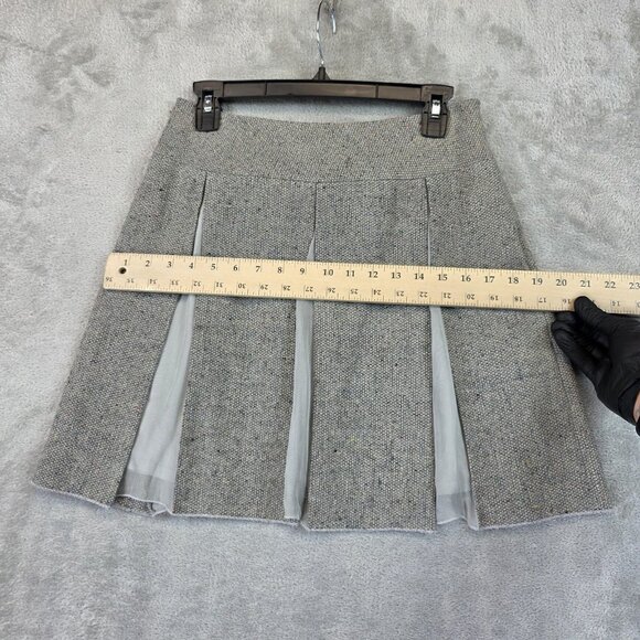 Saja Skirt Womens 4 Gray Tweed Pleated A-Line Wool Blend Side Zip Lined Speckled - Picture 4 of 8